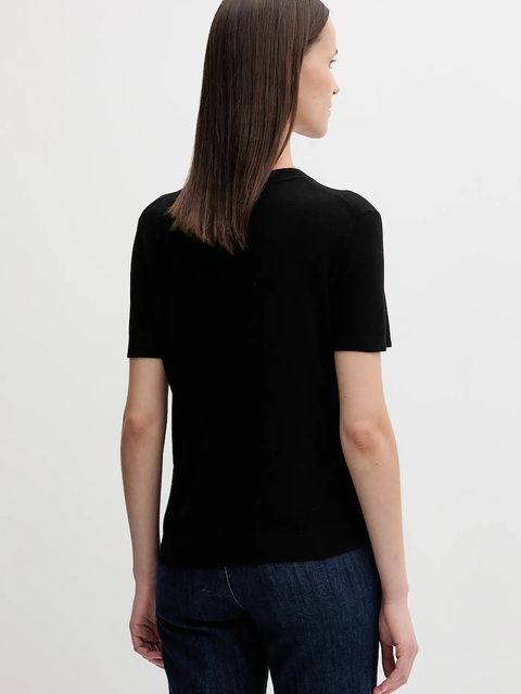 United Colors of Benetton t-shirt z jedwabiem damskie kolor czarny 1ZRED10BK