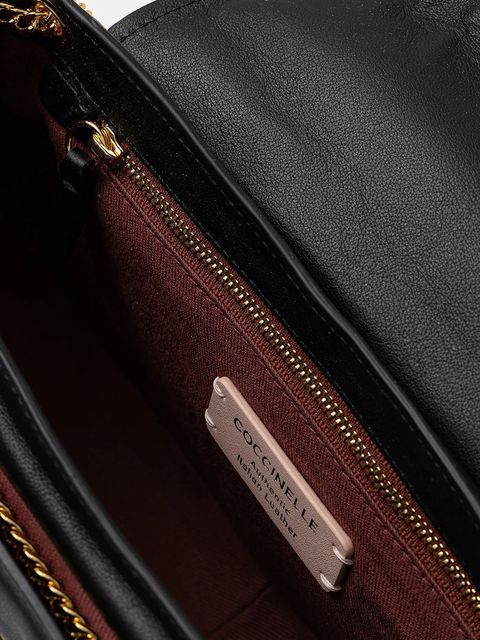 Coccinelle torebka skórzana COCCINELLE C-ME FLUFFY kolor czarny E1.SUE.12.01.01