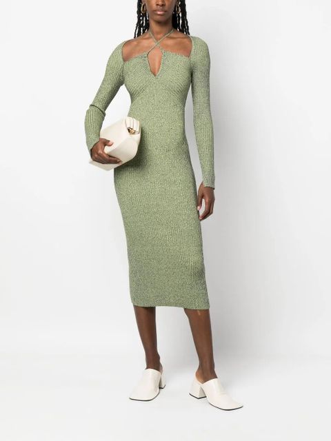 Simkhai crossover strap bodycon midi dress - Green