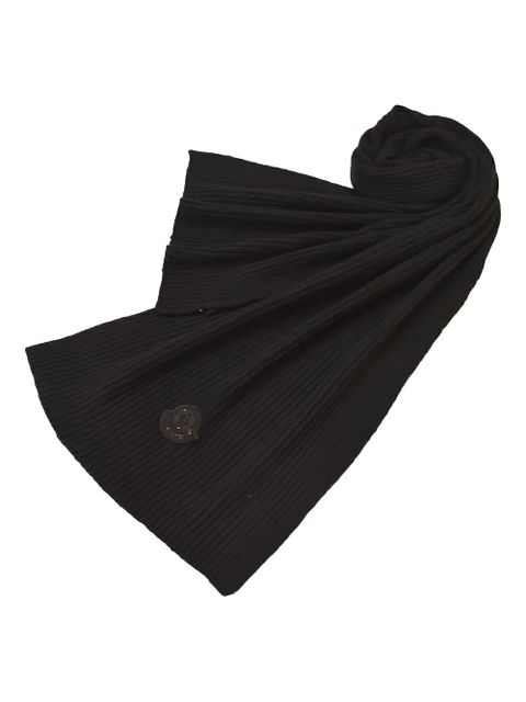 Moncler ribbed logo-plaque scarf - Black