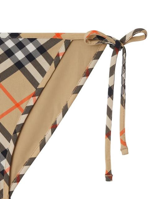 Burberry check side-tie bikini briefs - Neutrals
