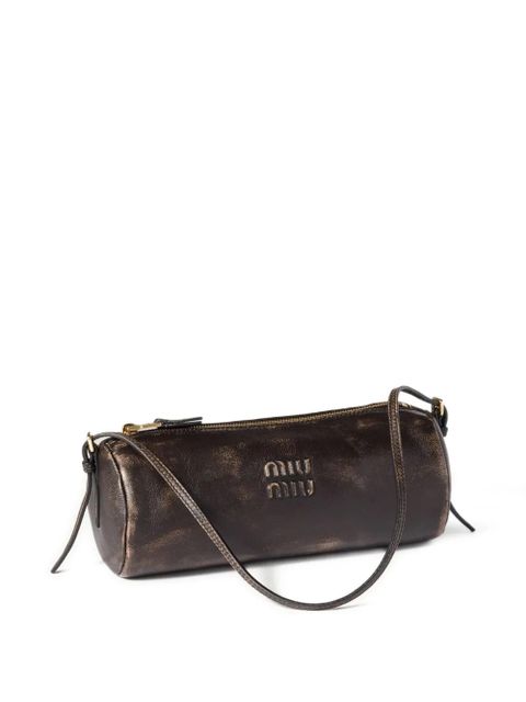 Miu Miu embossed-logo cylinder shoulder bag - Brown - zdjęcie produktu nr 1