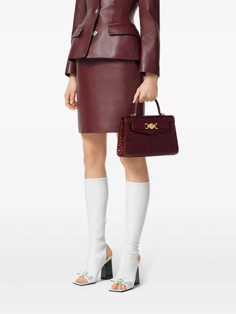 Versace crocodile-embossed leather tote bag - Brown - zdjęcie produktu nr 2