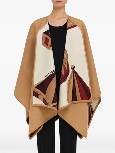 Ferragamo Nadir-print reversible cape - Red - zdjęcie produktu nr 2