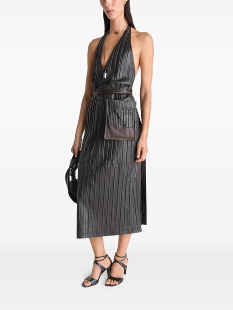 LEMAIRE pleated leather apron dress - Brown - zdjęcie produktu nr 2