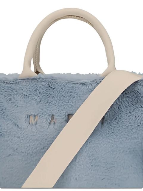 Marni fur-trimmed tote bag - Blue