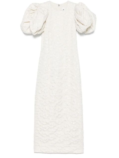 ROTATE BIRGER CHRISTENSEN jacquard puff-sleeve midi dress - Neutrals - zdjęcie produktu nr 1