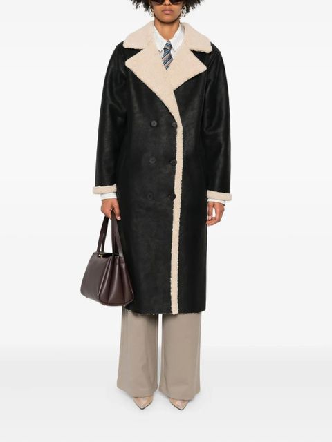 Eleh double-breasted fleece-trimmed coat - Black - zdjęcie produktu nr 2