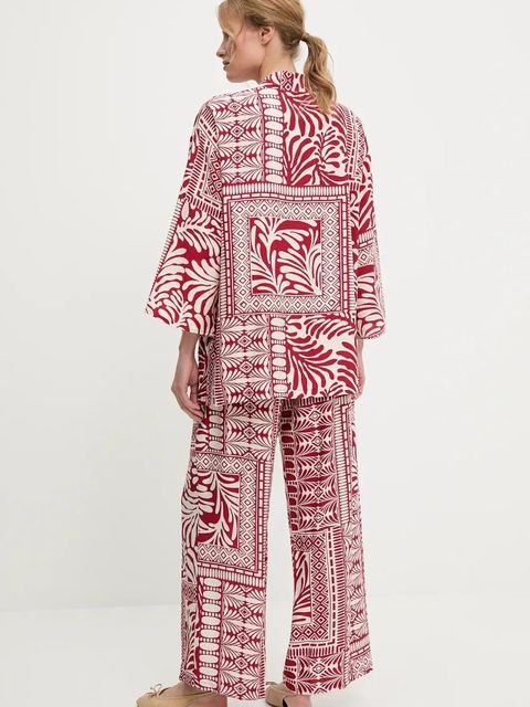 Answear.LAB marynarka i spodnie damski kolor czerwony