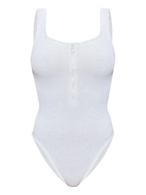 Hunza G Dallas crinkle zip swimsuit - White - zdjęcie produktu nr 1