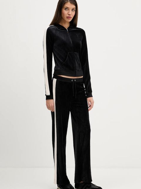 Juicy Couture spodnie dresowe welurowe damskie kolor czarny gładkie JCGBJ126002 - zdjęcie produktu nr 2