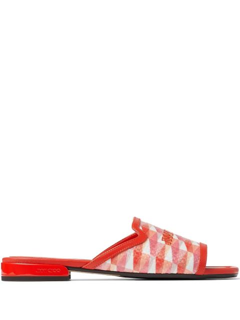 Jimmy Choo Nako diamond-print slides - Red - zdjęcie produktu nr 1