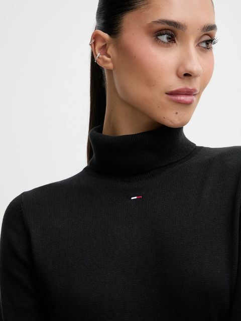 Tommy Jeans sukienka bawełniana kolor czarny mini dopasowana DW0DW21958