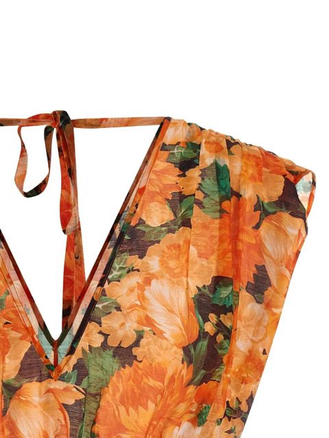 PINKO botanical garden V-neck top - Orange