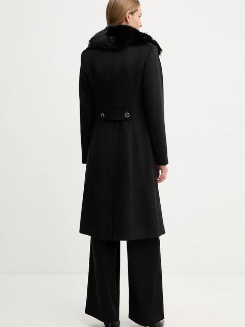 Guess płaszcz z dodatkiem wełny KAROLE kolor czarny W5BL19 W2642