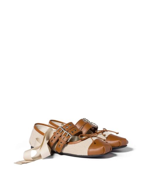 Miu Miu canvas and leather ballerinas - Neutrals - zdjęcie produktu nr 2