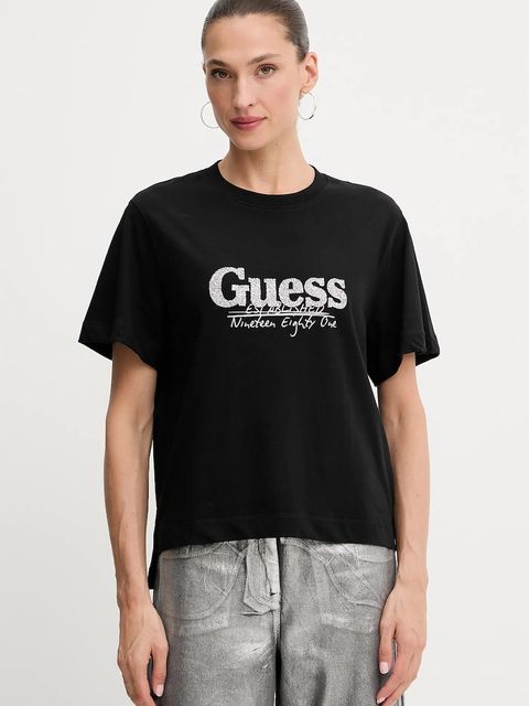 Guess t-shirt bawełniany damski kolor czarny W5YI07 I3Z14 - zdjęcie produktu nr 1