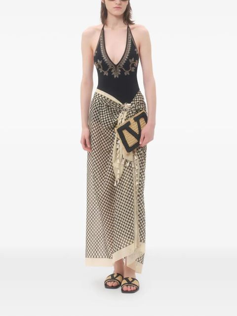 Valentino Garavani Viva Superstar raffia clutch bag - Neutrals