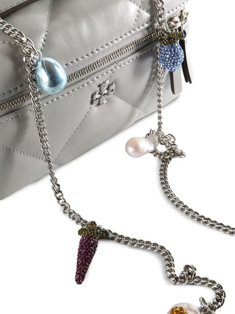 Tory Burch Kira quilted embellished-chain cross-body bag - Grey