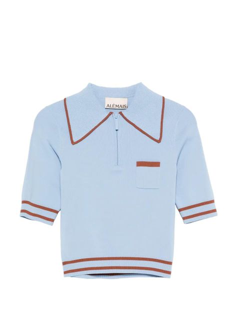 ALEMAIS contrast-trim half-zip polo top - Blue - zdjęcie produktu nr 1