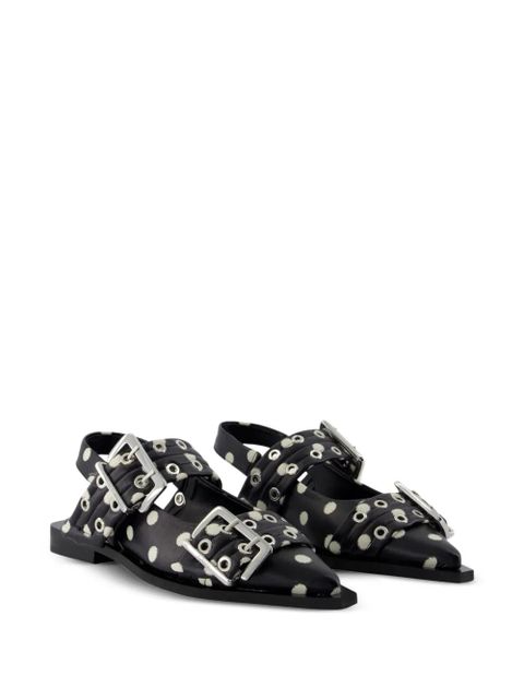 GANNI buckled polka-dot flat pumps - Black - zdjęcie produktu nr 2