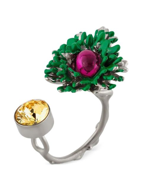 Marni crystal flower ring - Silver