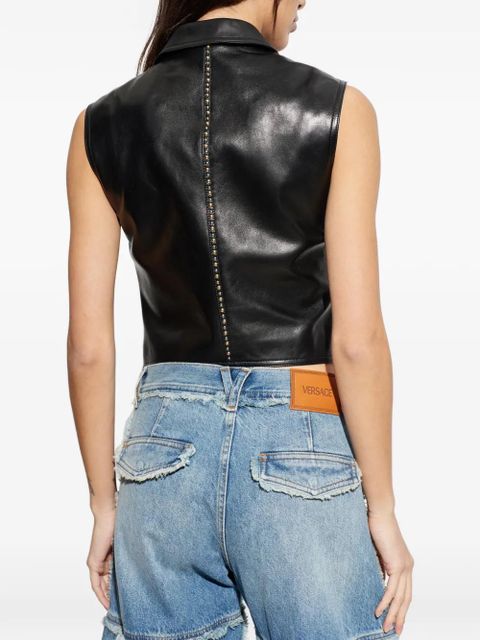 Versace leather sleeveless shirt - Black
