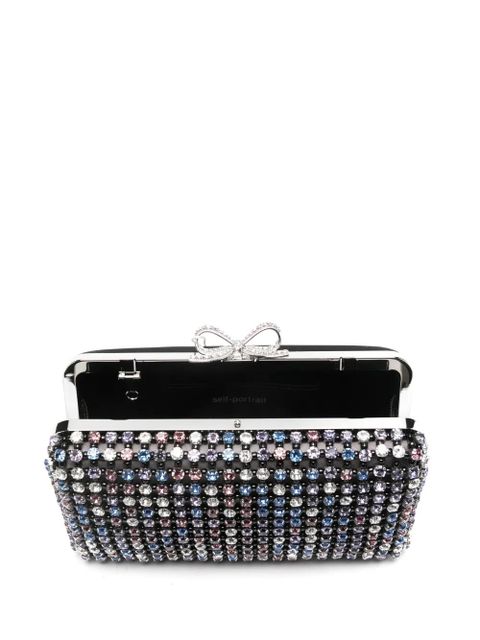 Self-Portrait chainmail crystal-embellished mini clutch bag - Black