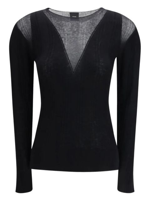 PINKO sheer ribbed top - Black - zdjęcie produktu nr 1