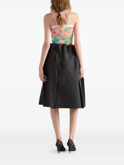 Prada floral-print triangle-logo top - Green - zdjęcie produktu nr 2