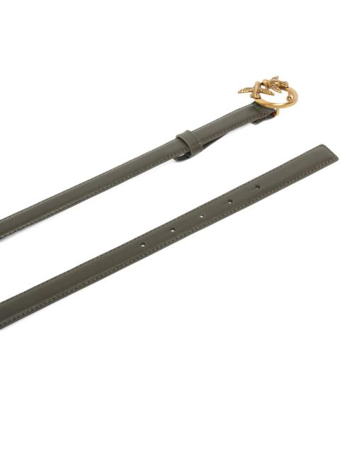 PINKO Love Birds thin leather belt - Green