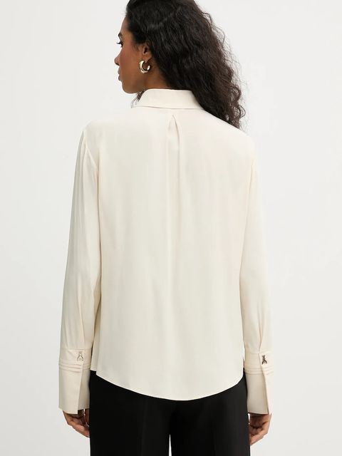 Patrizia Pepe koszula damska kolor beżowy regular z kołnierzykiem klasycznym 8C0872 A8I1