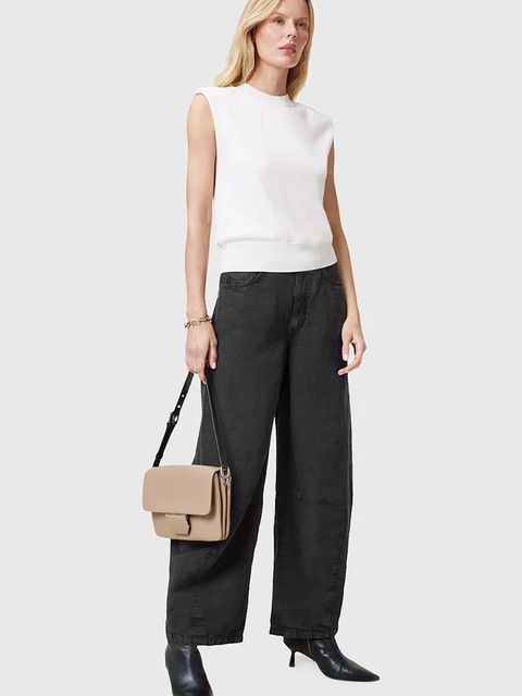 AllSaints spodnie JETT damskie kolor czarny szerokie high waist W077TC