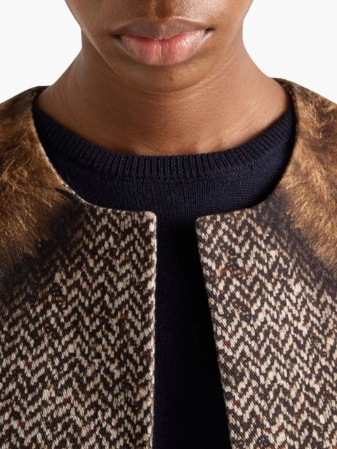 Prada single-breasted printed jacket - Brown