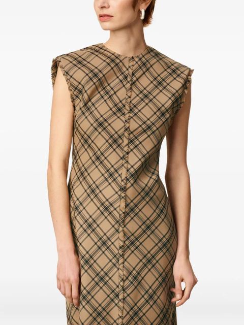 AMI Paris checked wool long dress - Brown
