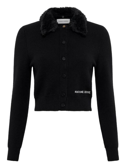 Marine Serre wool cropped cardigan - Black - zdjęcie produktu nr 1