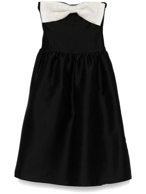 Self-Portrait taffeta contrast-bow midi dress - Black - zdjęcie produktu nr 1
