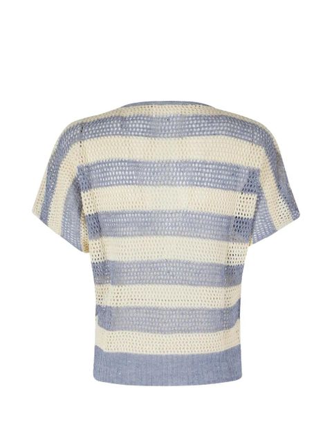 SOLOTRE Maglia Righe Latte striped open-knit sweater - Blue - zdjęcie produktu nr 2
