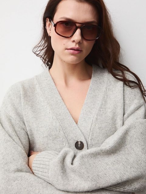Medicine kardigan damski kolor szary ciepły