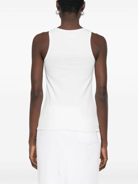 Rabanne logo-patch ribbed tank top - White