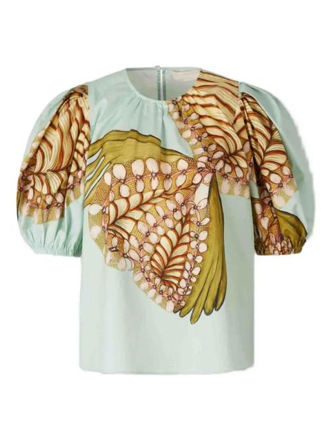 Ulla Johnson Ravena puffed-sleeve botanical-print top - Blue - zdjęcie produktu nr 1