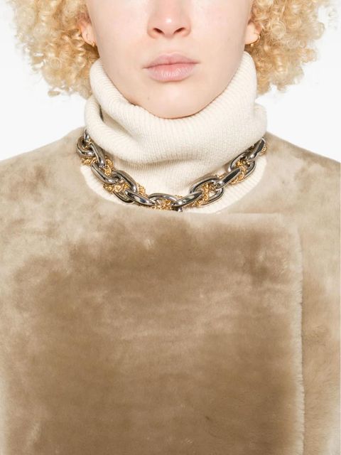 TOTEME collarless shearling coat - Neutrals