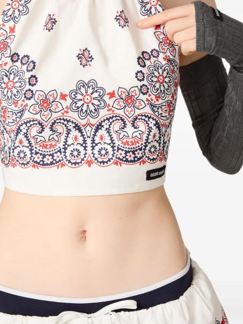 Miu Miu paisley crop top - White