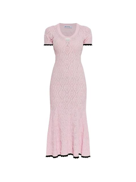 Self-Portrait scoop-neck knitted midi dress - Pink - zdjęcie produktu nr 1