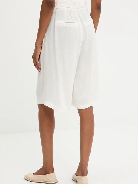 Answear.LAB szorty lniane damskie kolor biały gładkie high waist