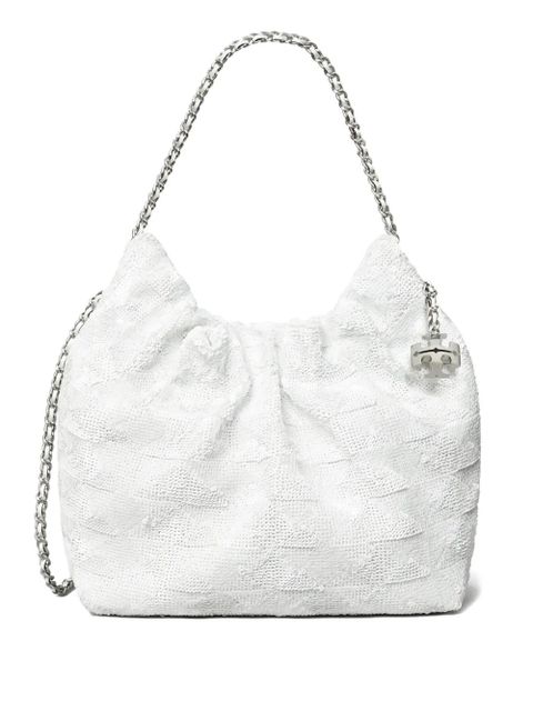 Tory Burch mini Fleming sequin shoulder bag - White - zdjęcie produktu nr 1