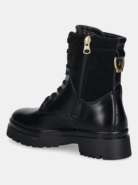 Gant workery skórzane Aligrey damskie kolor czarny na płaskim obcasie 31541156