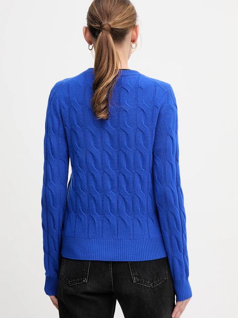 Tommy Hilfiger kardigan wełniany damski kolor niebieski WW0WW47463