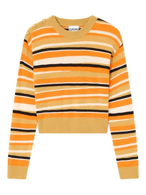 GANNI striped button-detailed sweater - Yellow - zdjęcie produktu nr 1