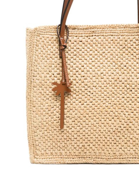 Manebi Inez raffia charm-detail shoulder bag - Neutrals